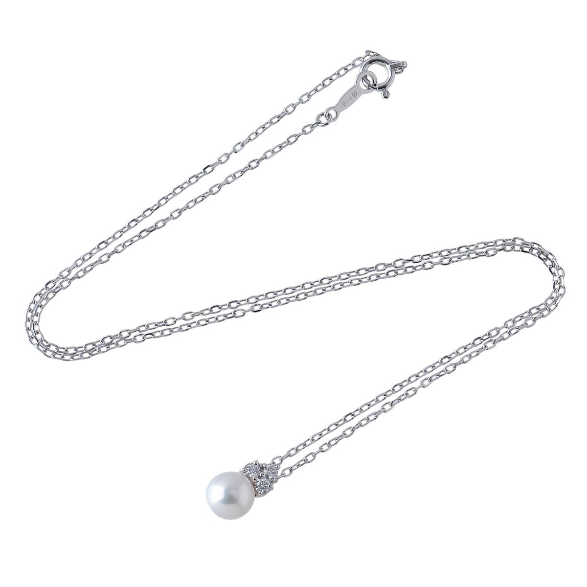 Mikimoto Akoya Pearl & Diamond Necklace 6.7mm K18 WG 40cm PP-20638AU