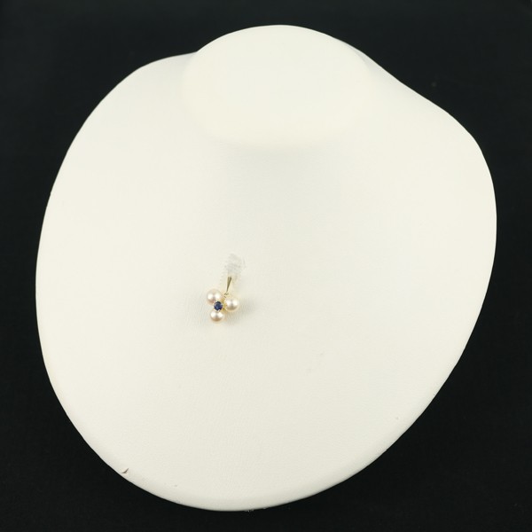 Auth Mikimoto Pendant Akoya Pearl 6.3mm Sapphire 14K 585 Yellow Gold