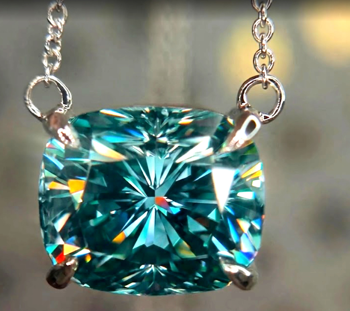 925 Silver, Blue Diamond Solitaire Pendant, 12 Certified Treated-Excellent Shine