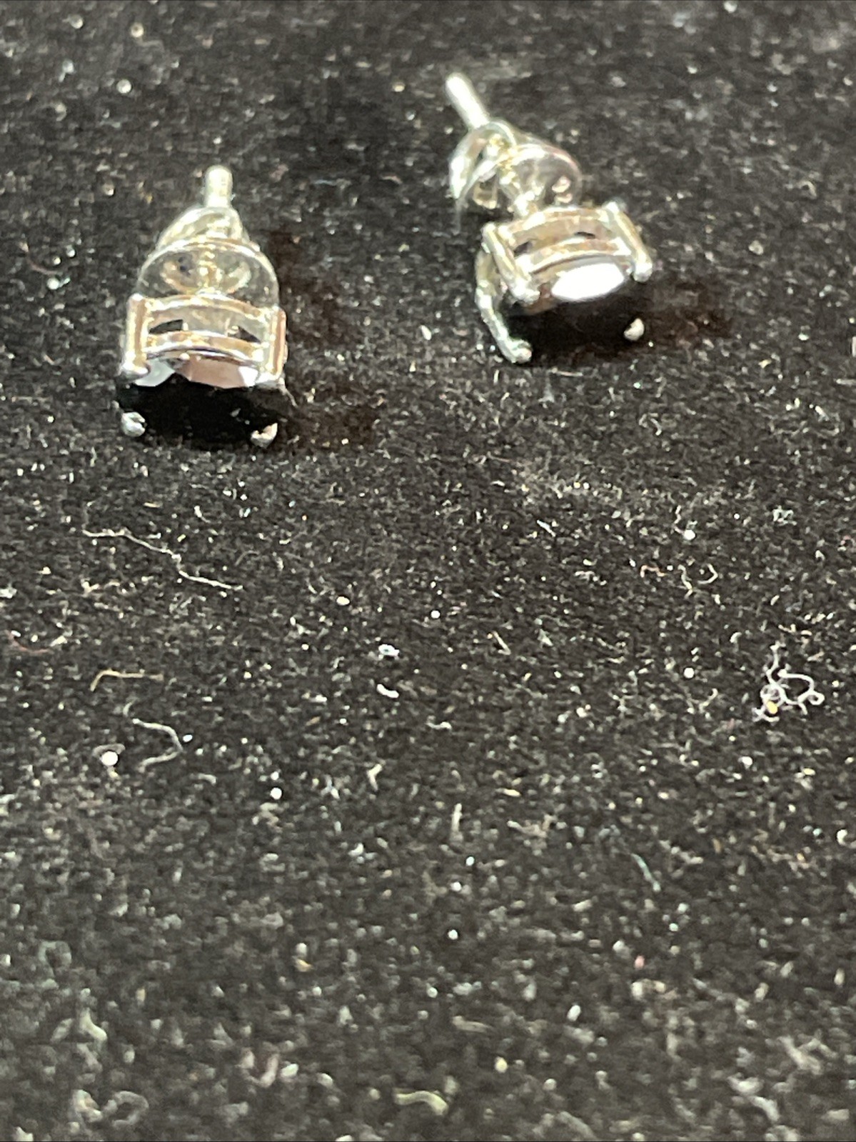 .925 Sterling Silver Stud Earrings with Beautiful Black Spinels From Sri Lanka