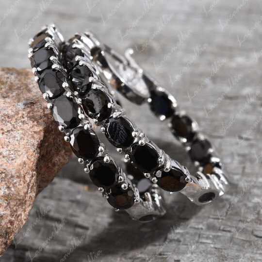 Beautiful Black Spinal Oval Shape Handmade Hoop Earrings Gift Fol All Occasions