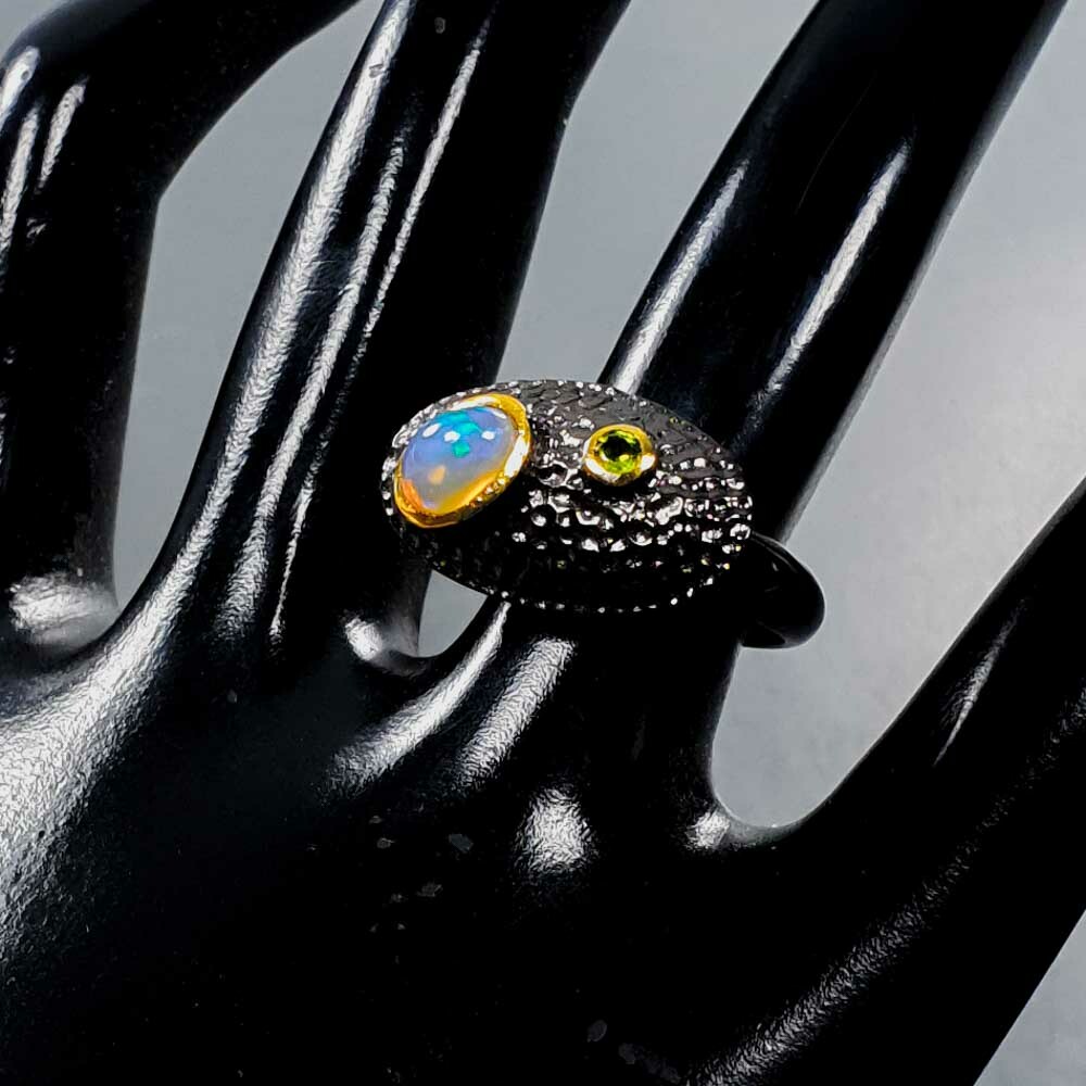 One of a kind Not Enhanced Natural Opal Silver Ring 925 Sterling / RVS413