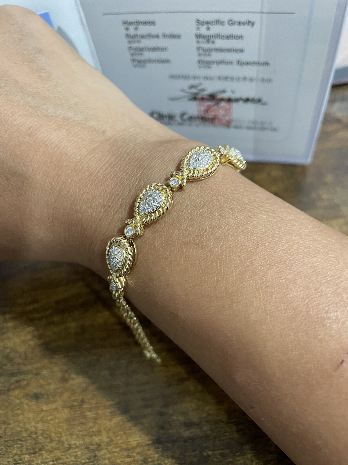 K18 18K Real Gold Japan Bracelet with Natural Diamonds with certificate