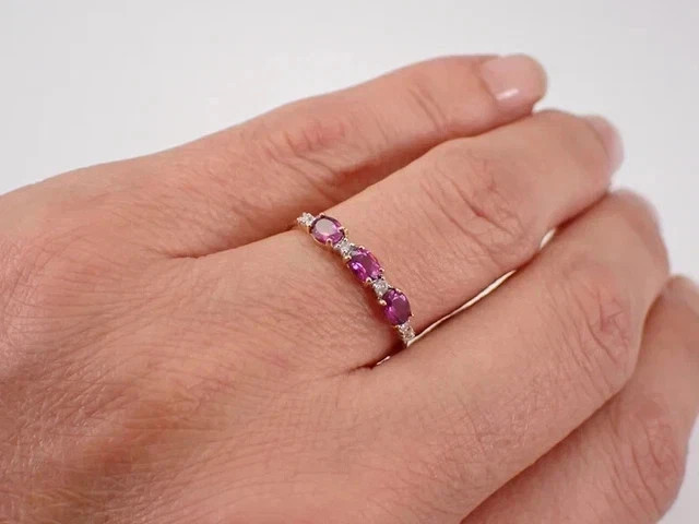 2.30 Ct Oval Cut Natural Red Ruby Wedding Band Ring 14K Yellow Gold Plated