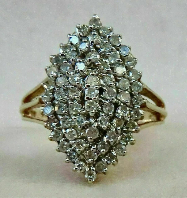 Cluster Engagement Ring 14K Yellow Gold Plated 2Ct Round Cut Real Moissanite