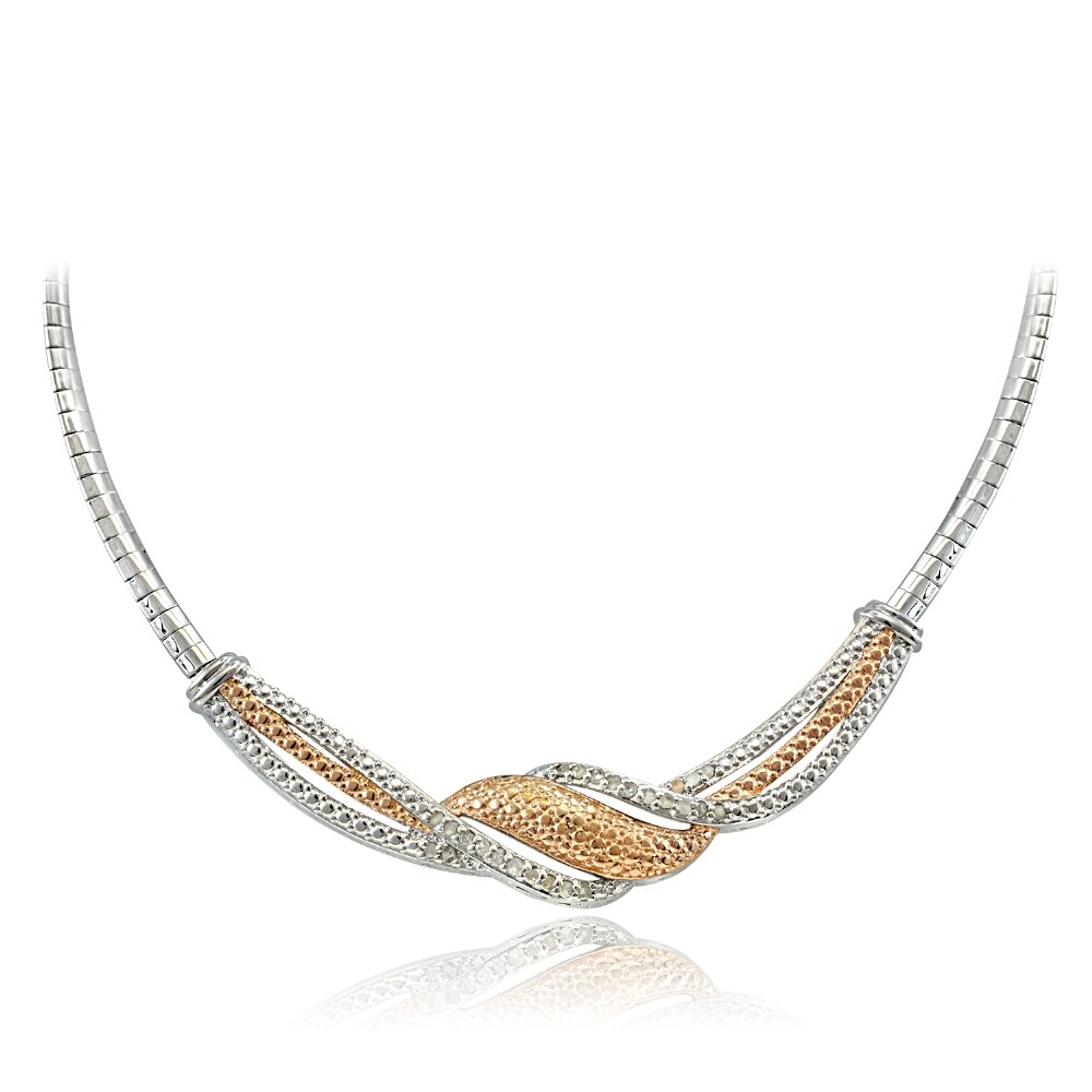 0.25ct Diamond Two-Tone Rose Gold Twist Frontal Omega Necklace