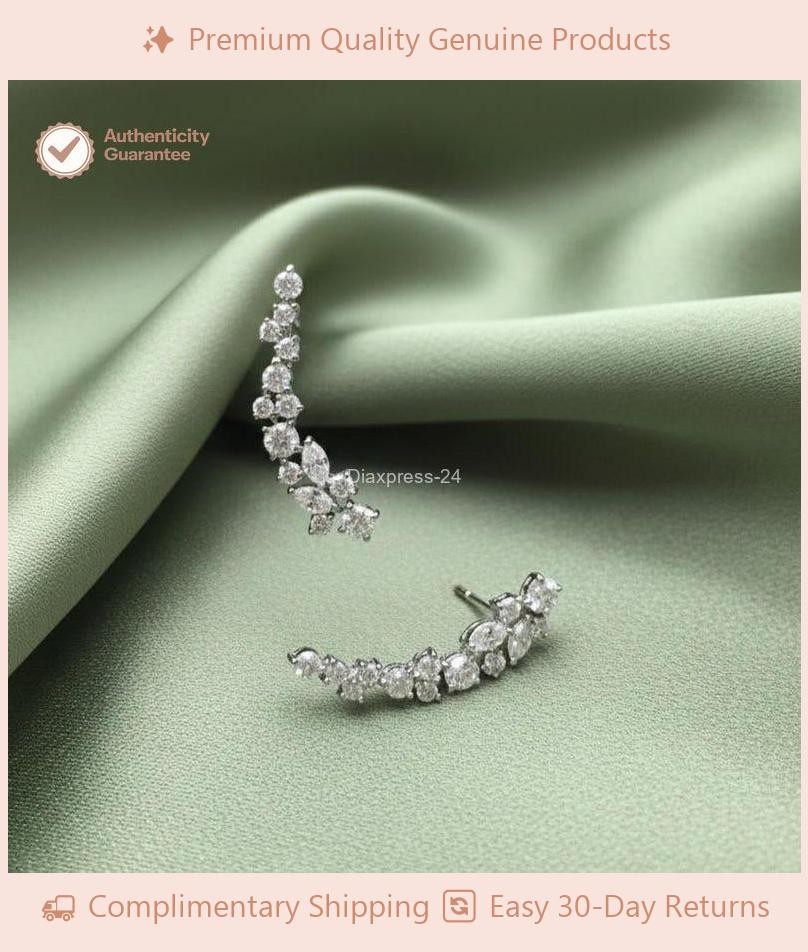 14K White Gold Multi Natural Diamond Anniversary Stud Dainty Statement Earrings