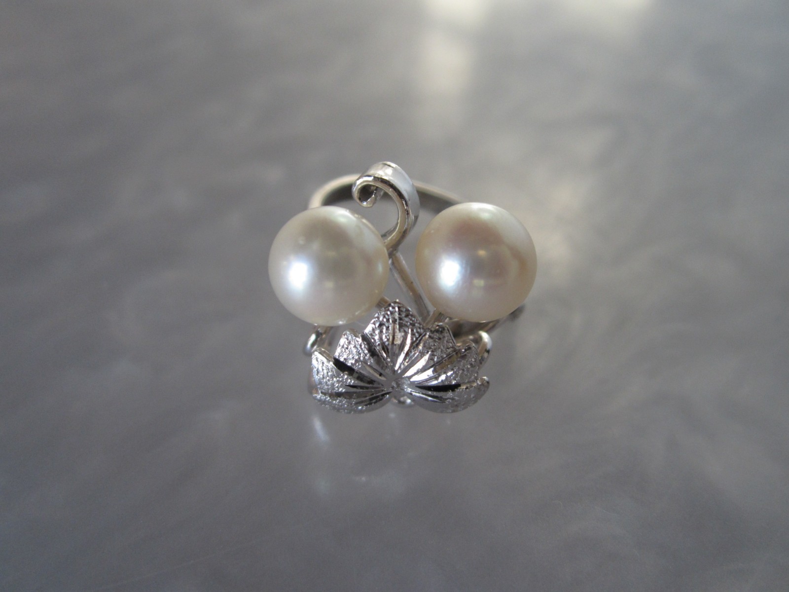 VINTAGE ORIGINAL MIKIMOTO AKOYA PEARL DIAMOND CUT SOLID STERLING SILVER RING