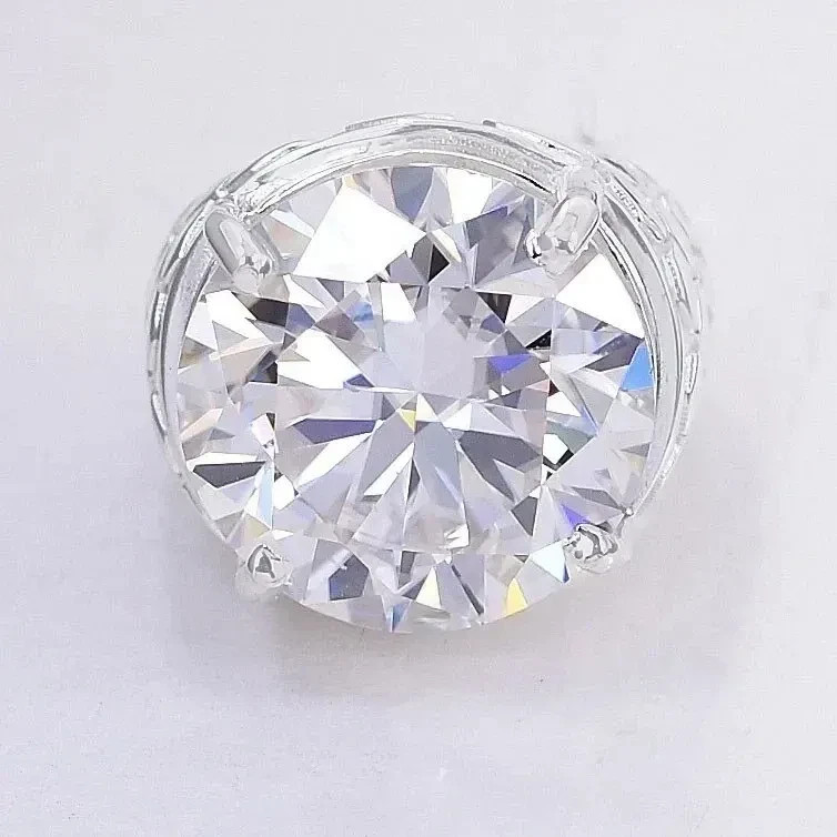 Rare 18 Ct Certified White Round Diamond Solitaire Ring 925 Silver Great Luster