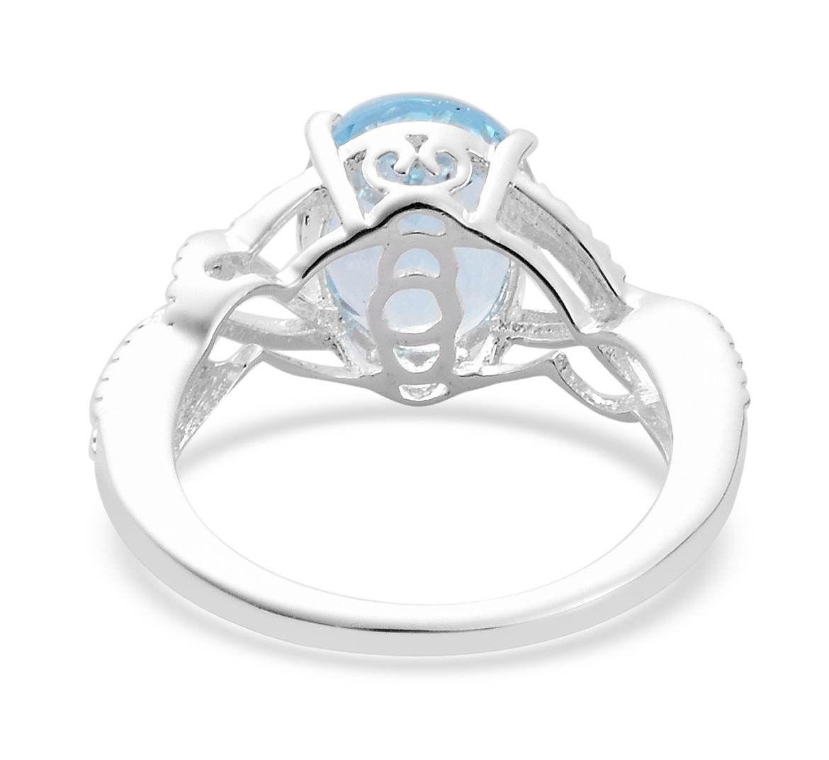 Sky Blue Topaz Solitaire Ring (8) Sterling Silver Oval 3 ctw Braid Band Sparkle