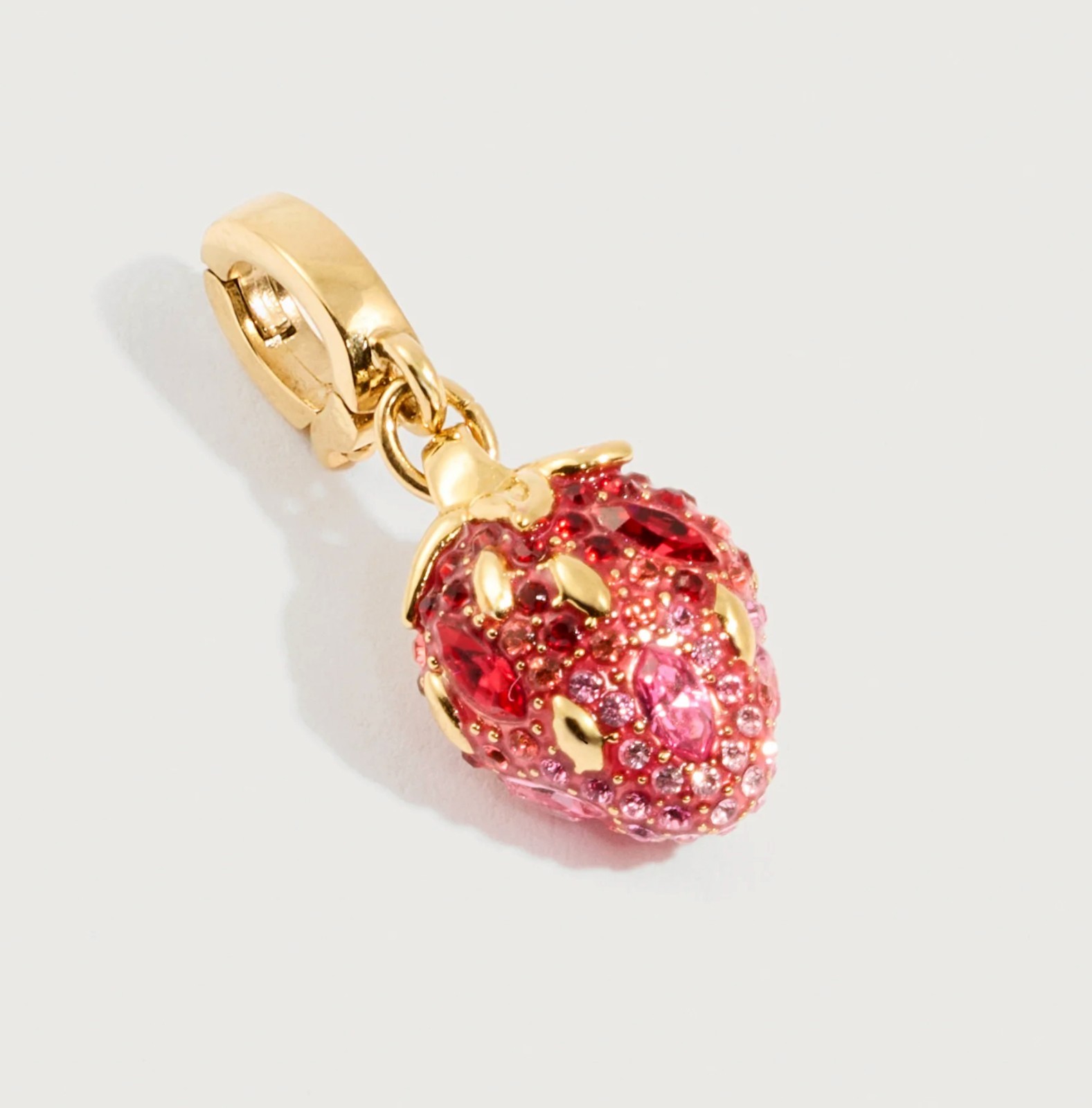 NIB 100% Genuine SWAROVSKI Gold Pink Red Crystal Pave Strawberry Charm 5743136