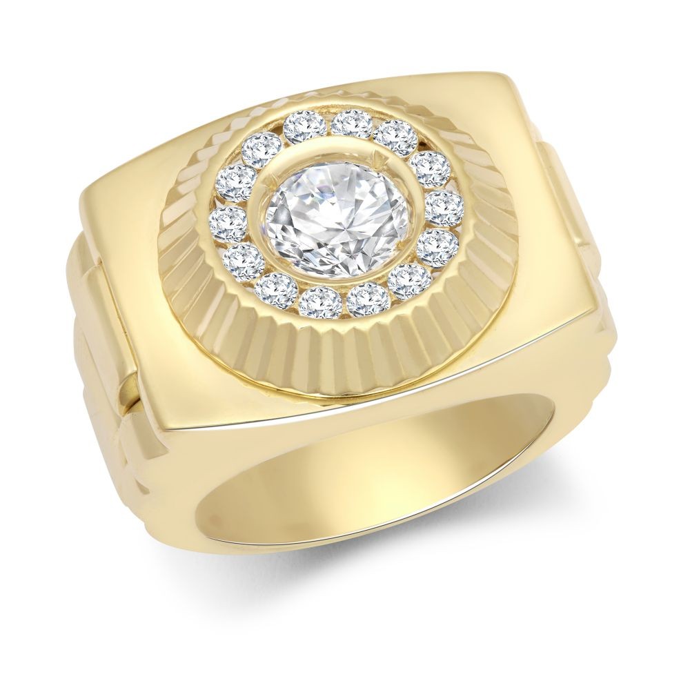 Gold On Silver Watch Bracelet Ring Hallmarked Mens Jewellery Gift