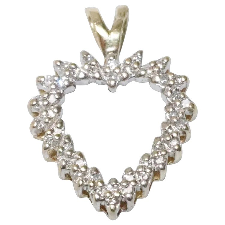 10K Yellow Gold Diamond Heart Pendant