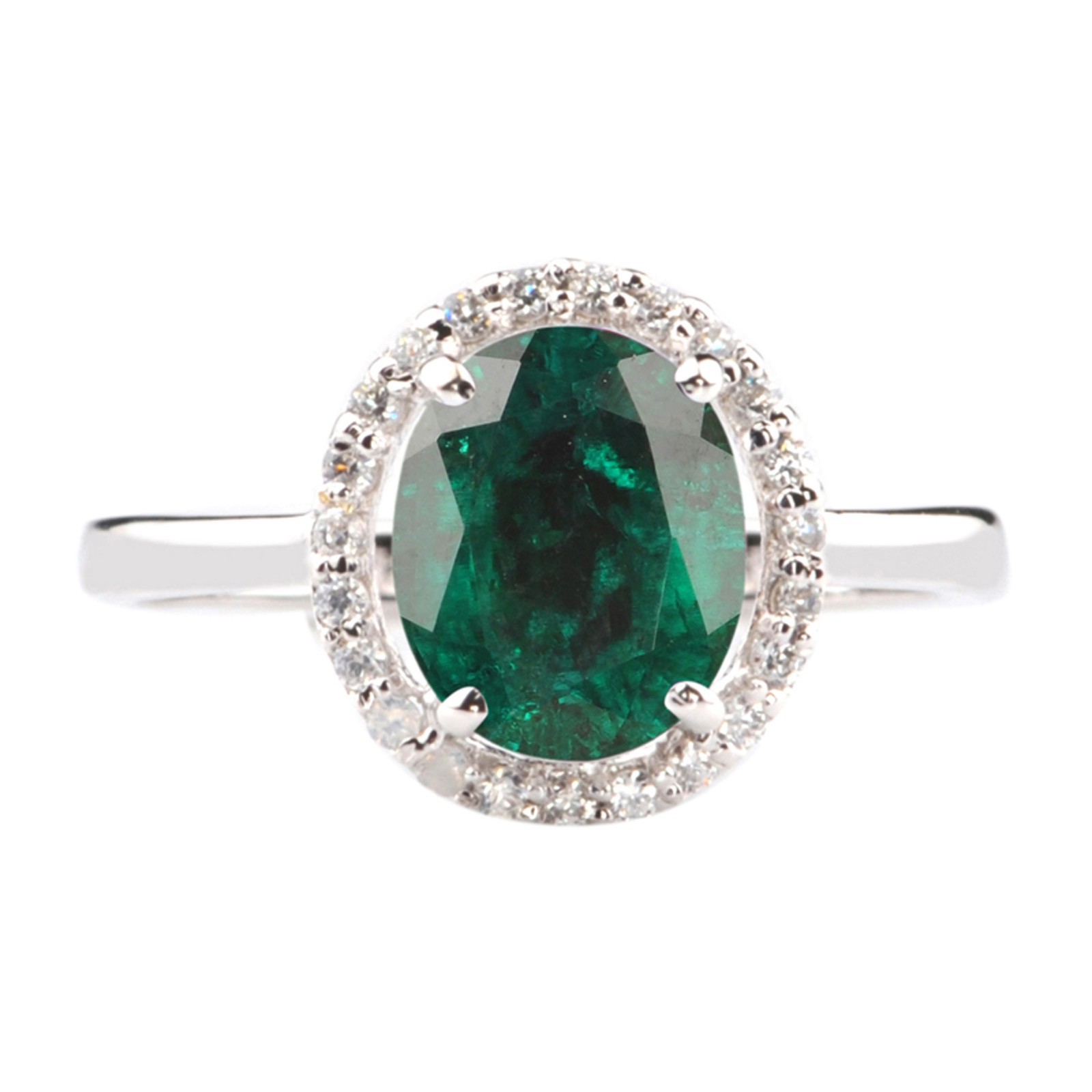 1.50 Cts. Natural Emerald Certified Diamond Ring In 925 Silver – Tariffs Free