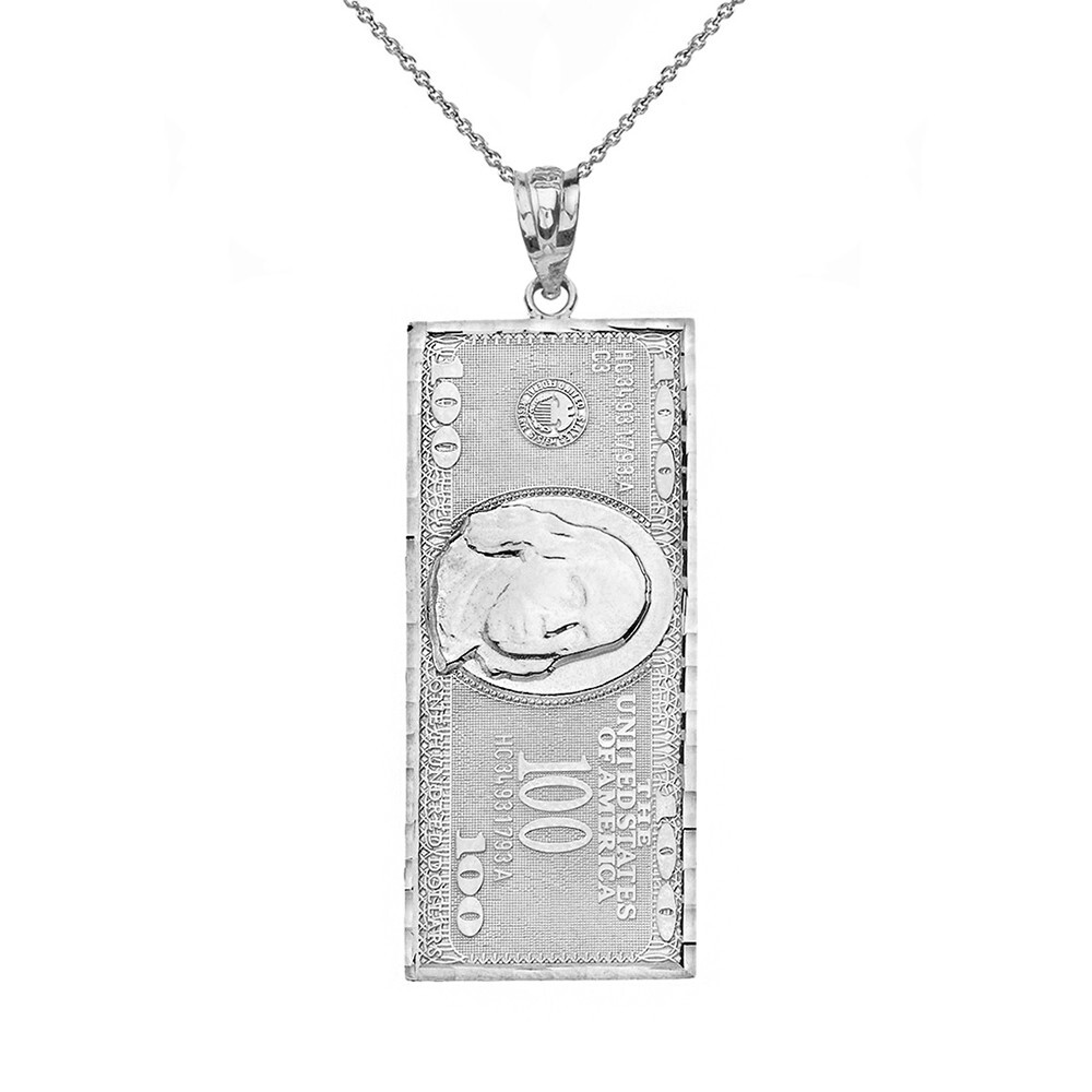 Sterling Silver Benjamin Franklin United States American Hundred Dollar Bill