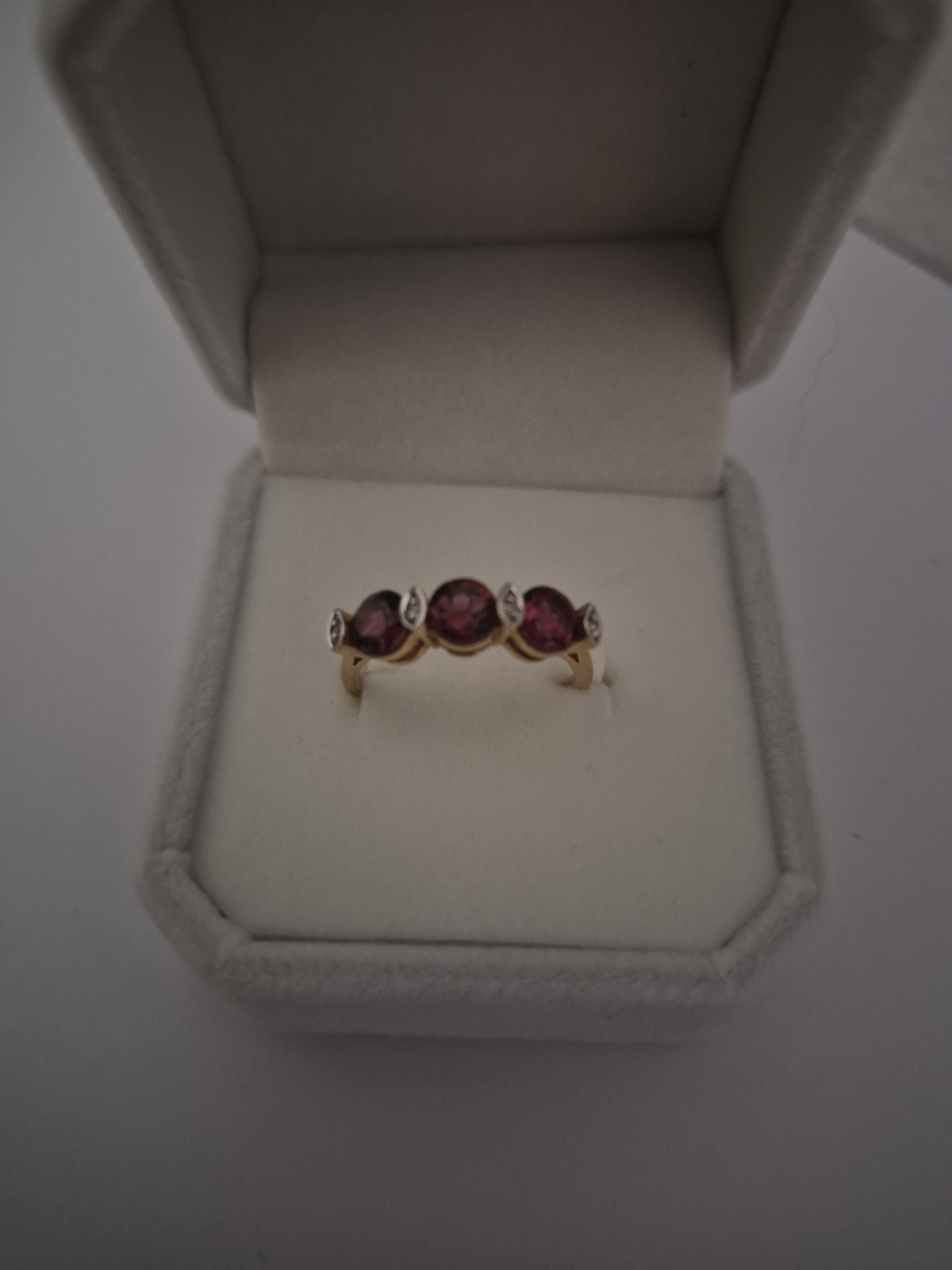 14K Rubellite Tourmaline & Diamond Y. Gold Ring