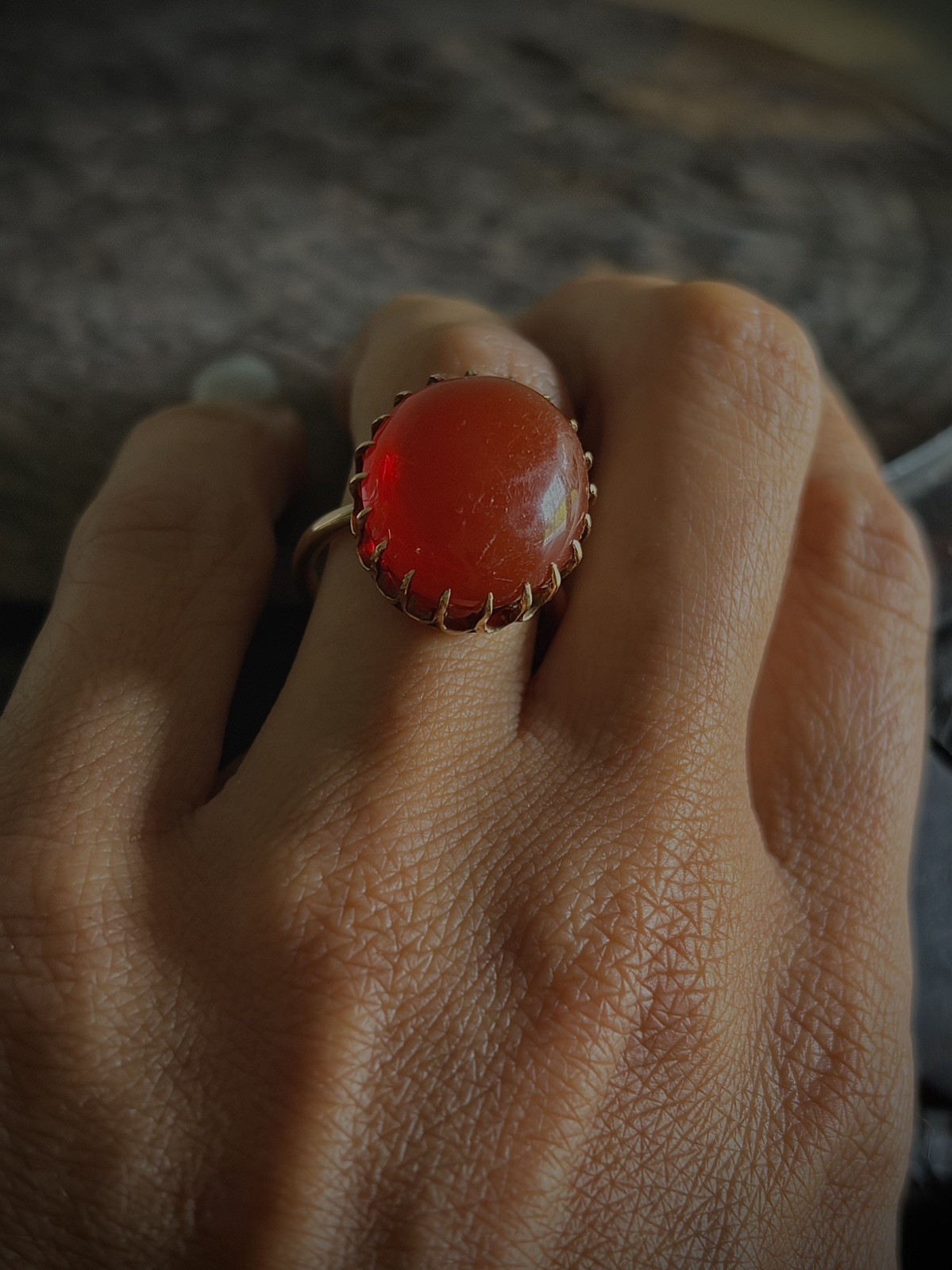 ANTIQUE CABOCHON CARNELIAN || Solid Gold Ring