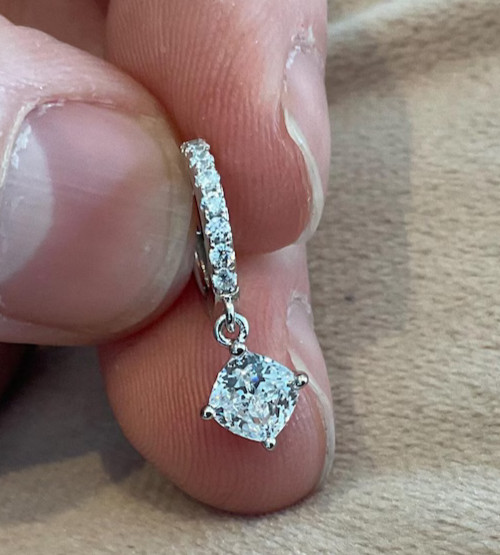 2.00Ct Cushion-Cut EF/VS1 Lab Grown Diamond Drop/Dangle Earring 14K White Gold