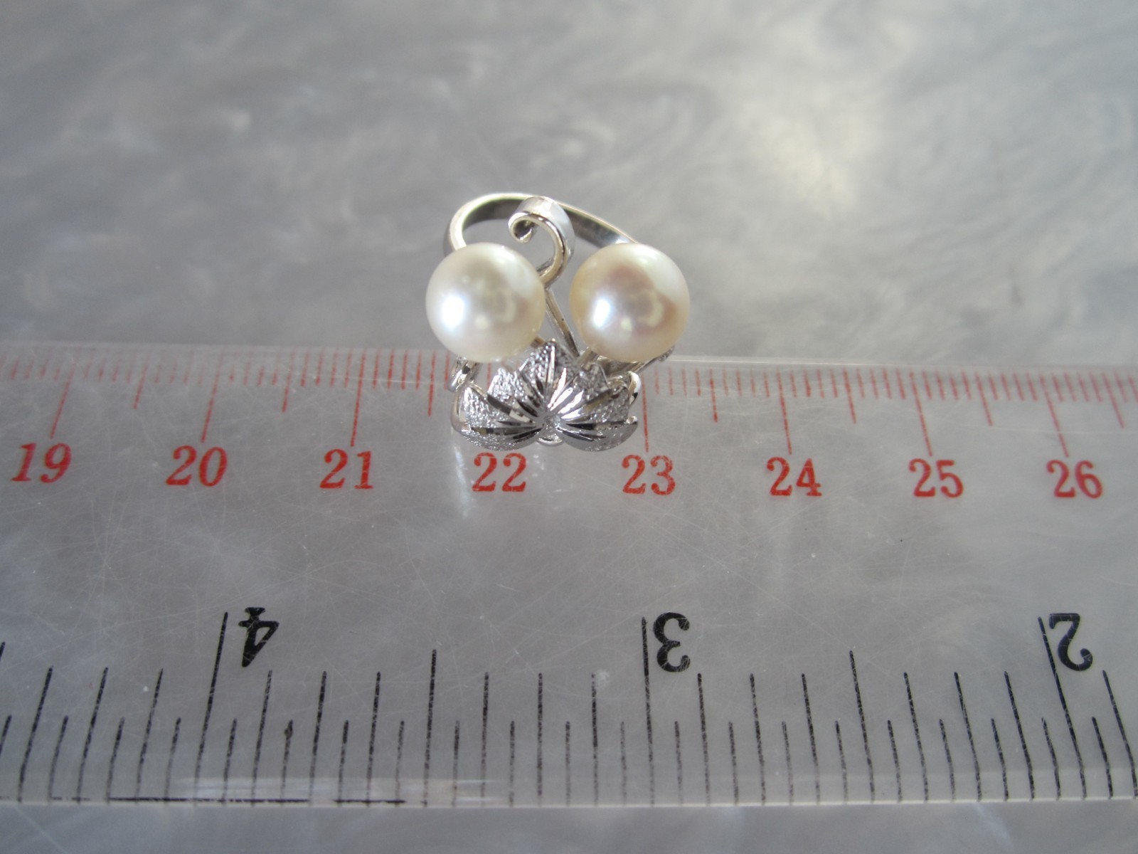 VINTAGE ORIGINAL MIKIMOTO AKOYA PEARL DIAMOND CUT SOLID STERLING SILVER RING