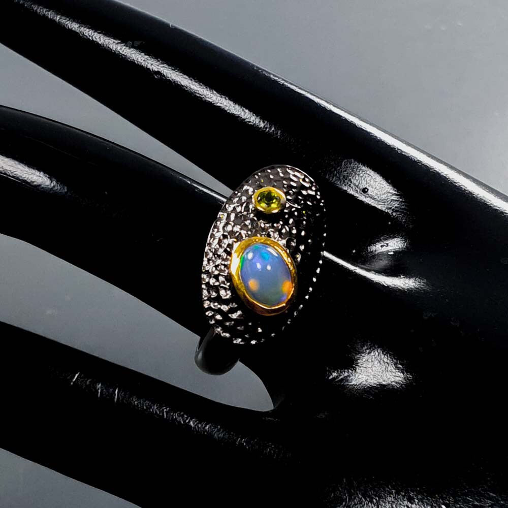 One of a kind Not Enhanced Natural Opal Silver Ring 925 Sterling / RVS413