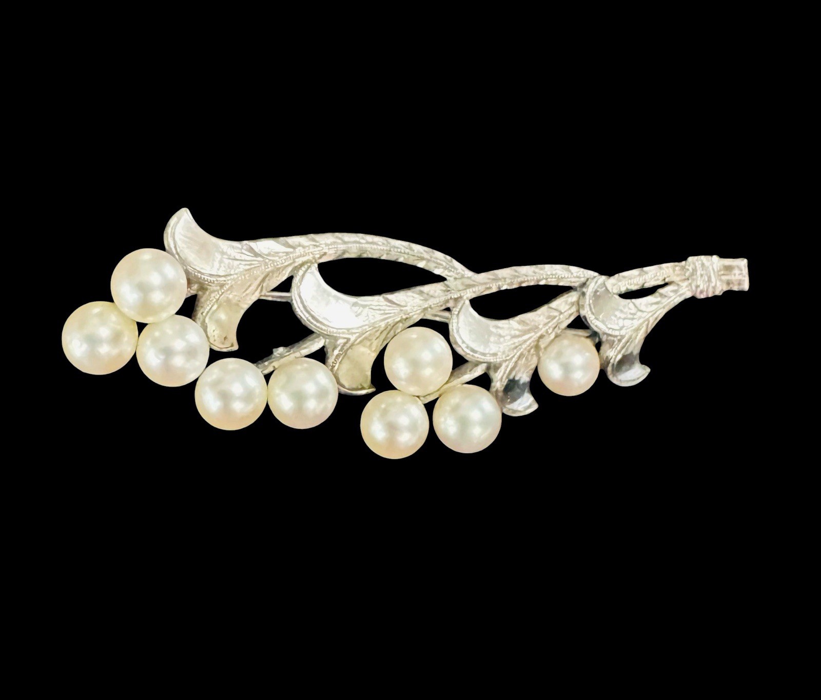 MIKIMOTO Akoya Saltwater Cultured Pearl Brooch Pin 4.5-5mm Sterling Silver Japan