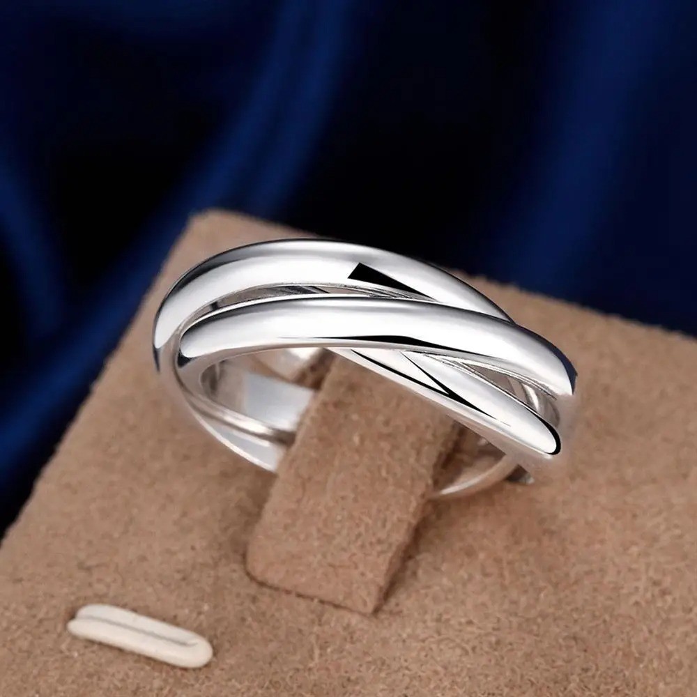 925 Sterling Silver 3 Band Russian ring all occasions women’s size UK