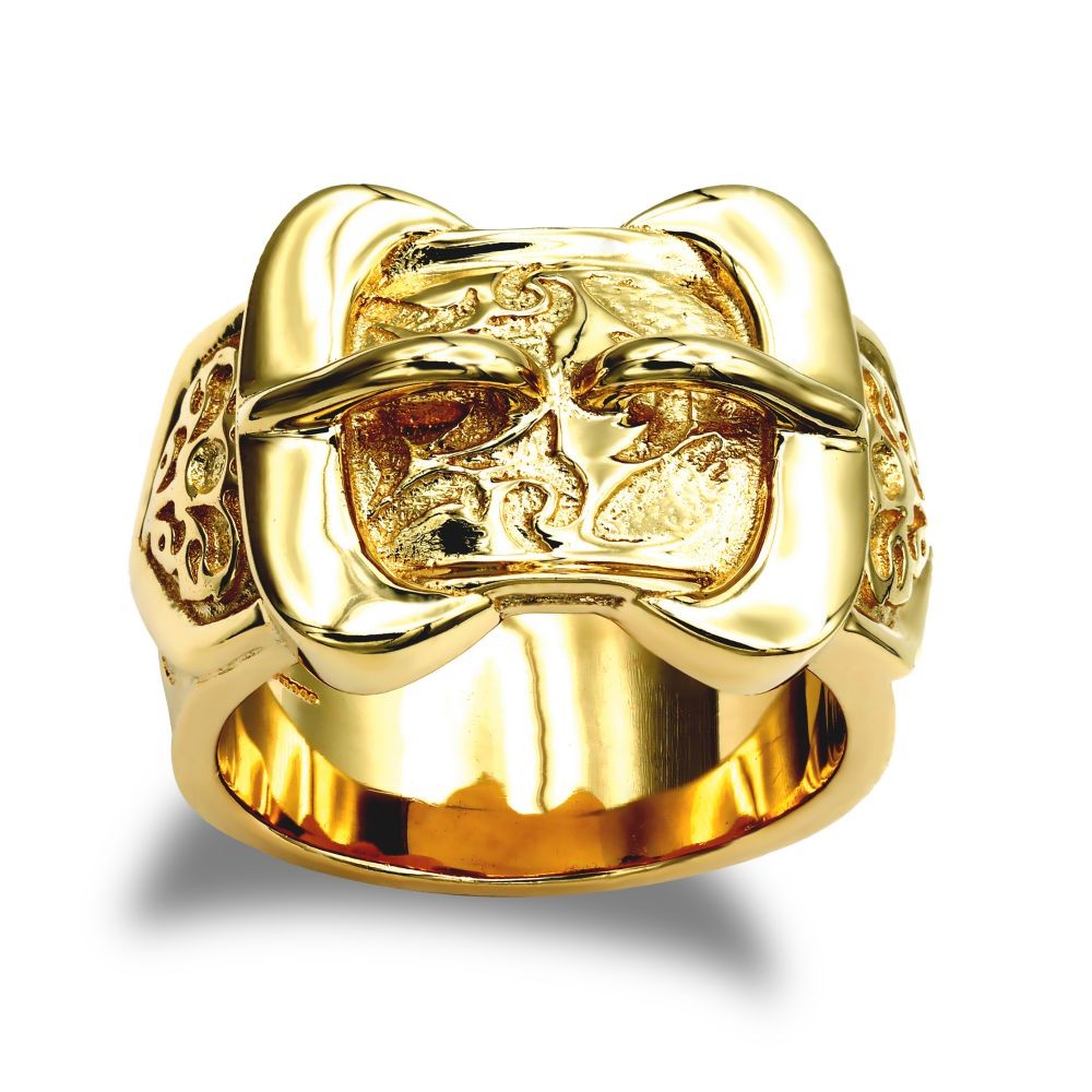 Gold On Silver Double Buckle Ring Hand Finished Premium Weight Hallmarked Mens