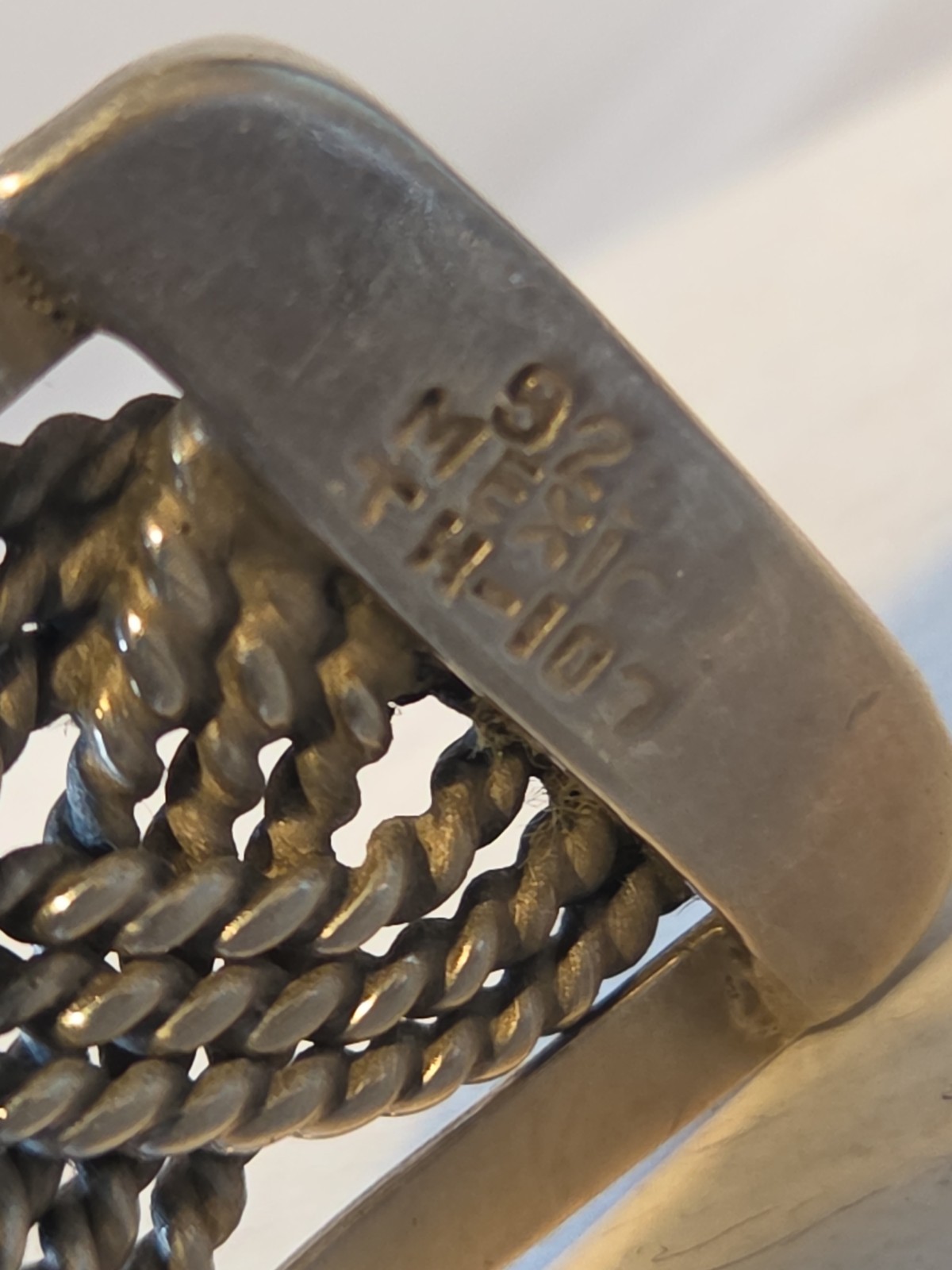 Sterling Silver Taxco Bangle Bracelet with Detailed Interwoven Rope Design