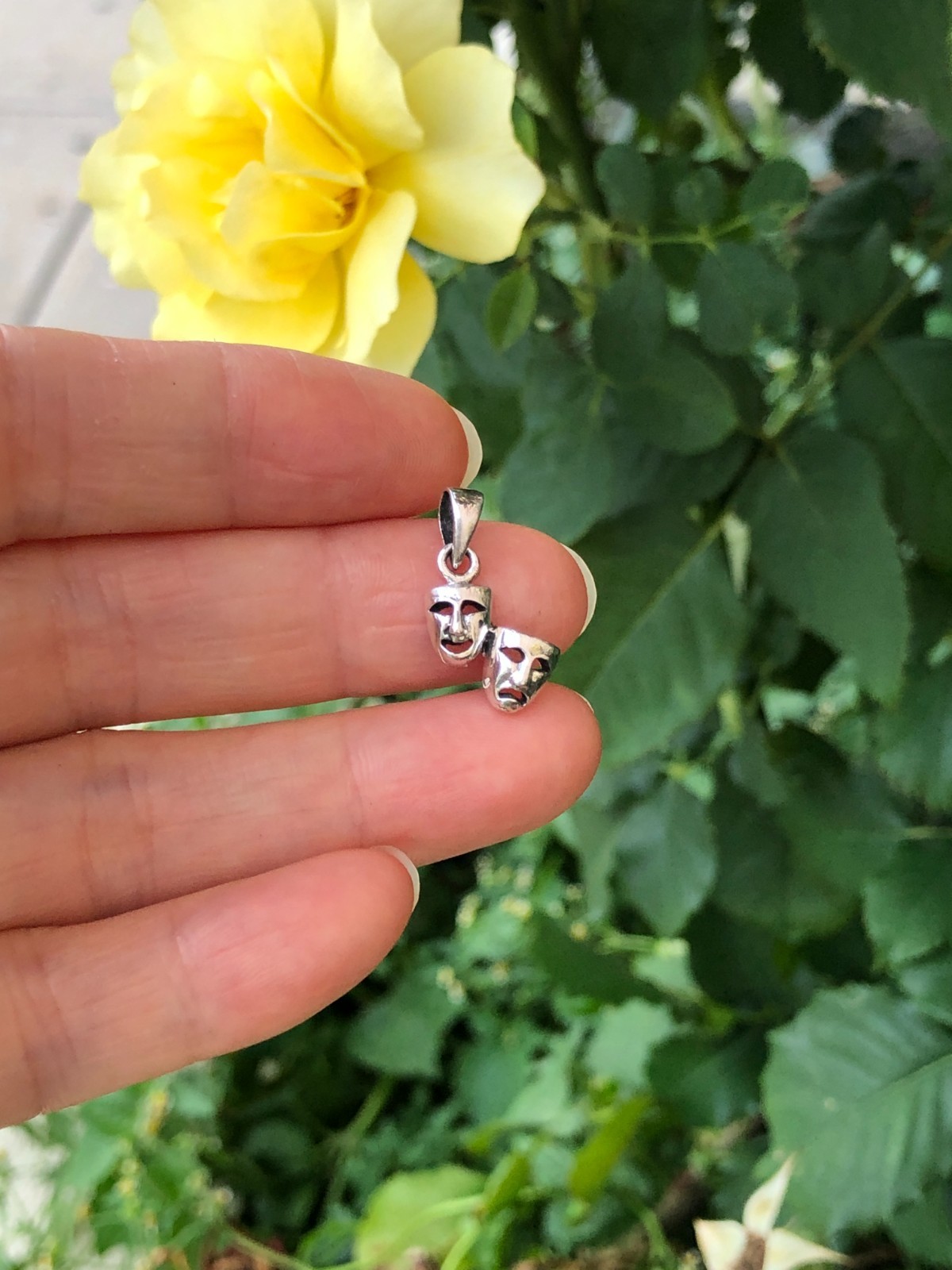 925 Sterling Silver Comedy & Tragedy Pendant Tiny Dainty 12mm /20mm Men Women