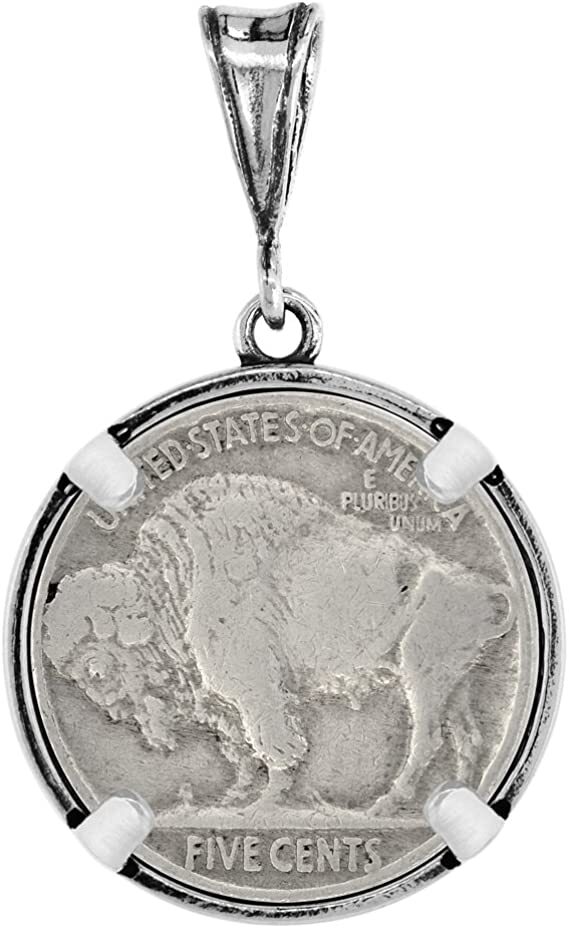 Sterling Silver Nickel Bezel 22 mm 5 Cents Coins Prong Back Illusion Edge