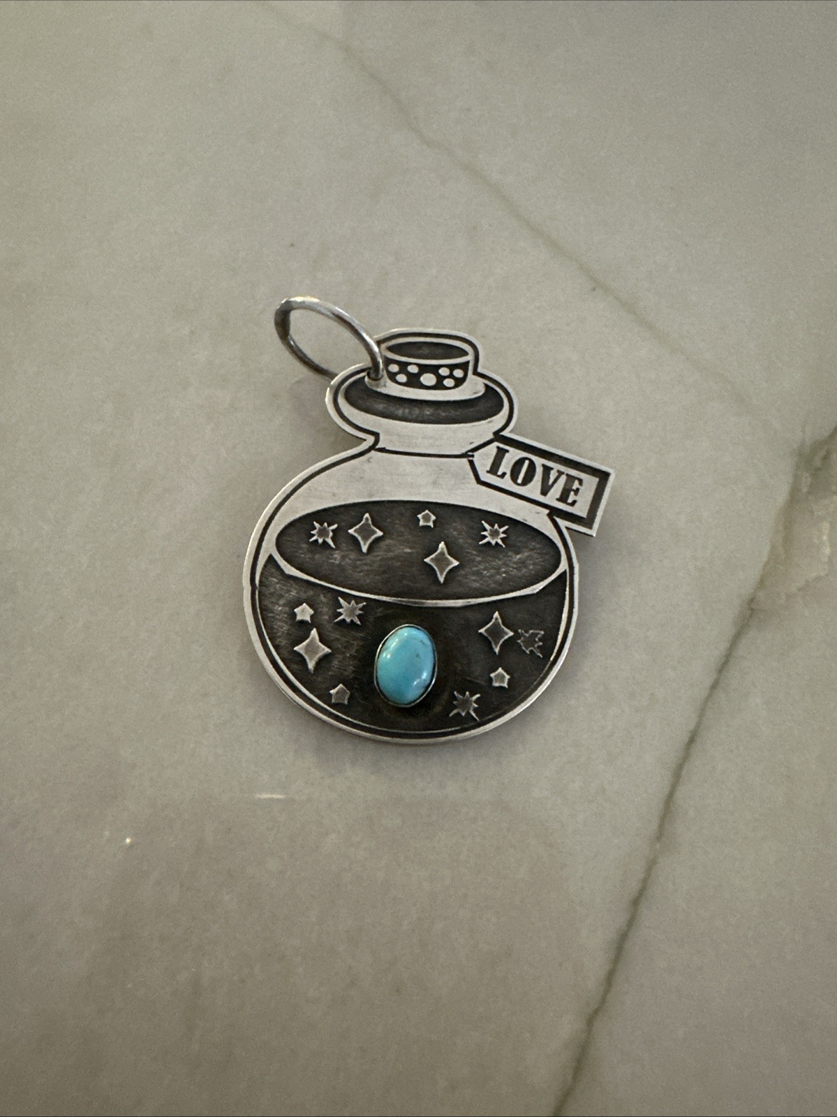 Love Potion Turquoise Pendant Sterling Silver 925 Made In The United States