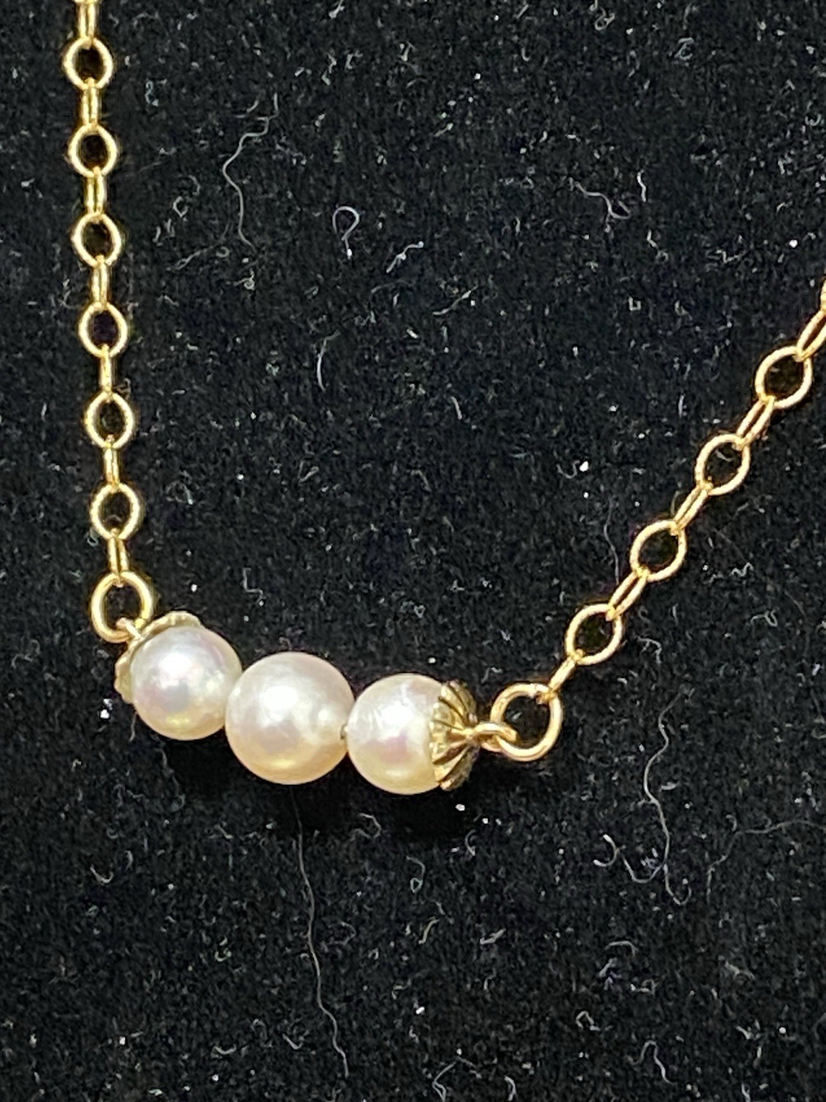 Triple Pearl Radiance W/Mikimoto Pearls and A Delicate Gold Chain. 7.4 & 6.4mm