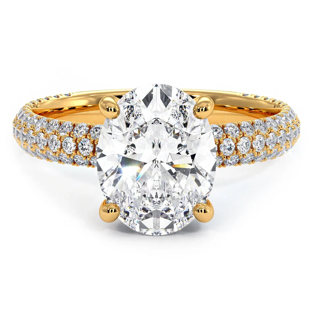 IGI Certified Lab Created Diamond Wedding Ring 3.80 Ct Oval Cut 14K Yellow Gold