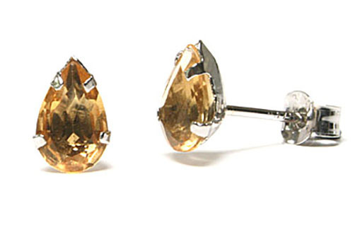 9ct White Gold Citrine Studs Teardrop Earrings Made in UK Gift Boxed