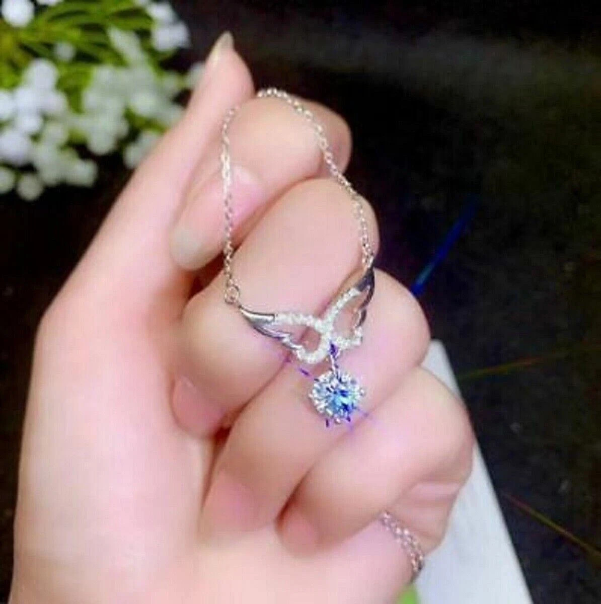 2Ct Round Cut Diamond Angel Wings Women’s Pendant 14K White Gold Over Free Chain