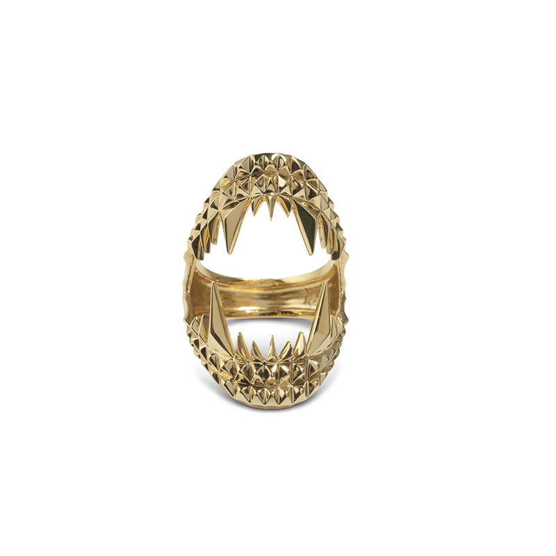 Kasun London Vampire Bite Ring .925 Sterling Silver W/18 Carat Yellow Plating