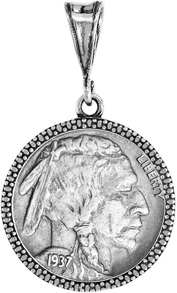 Sterling Silver Nickel Bezel 22 mm 5 Cents Coins Prong Back Illusion Edge