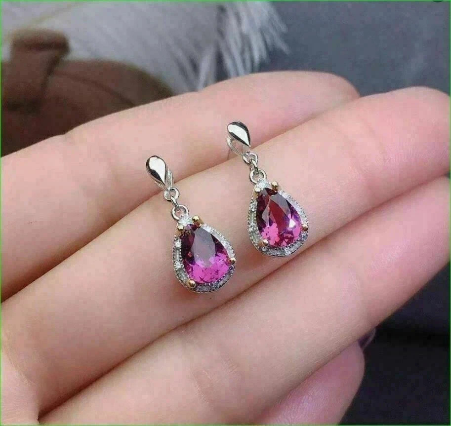 1.20CT Pear Cut Lab Created Diamond Ruby Teardrop Drop Earring 14K White Gold FN