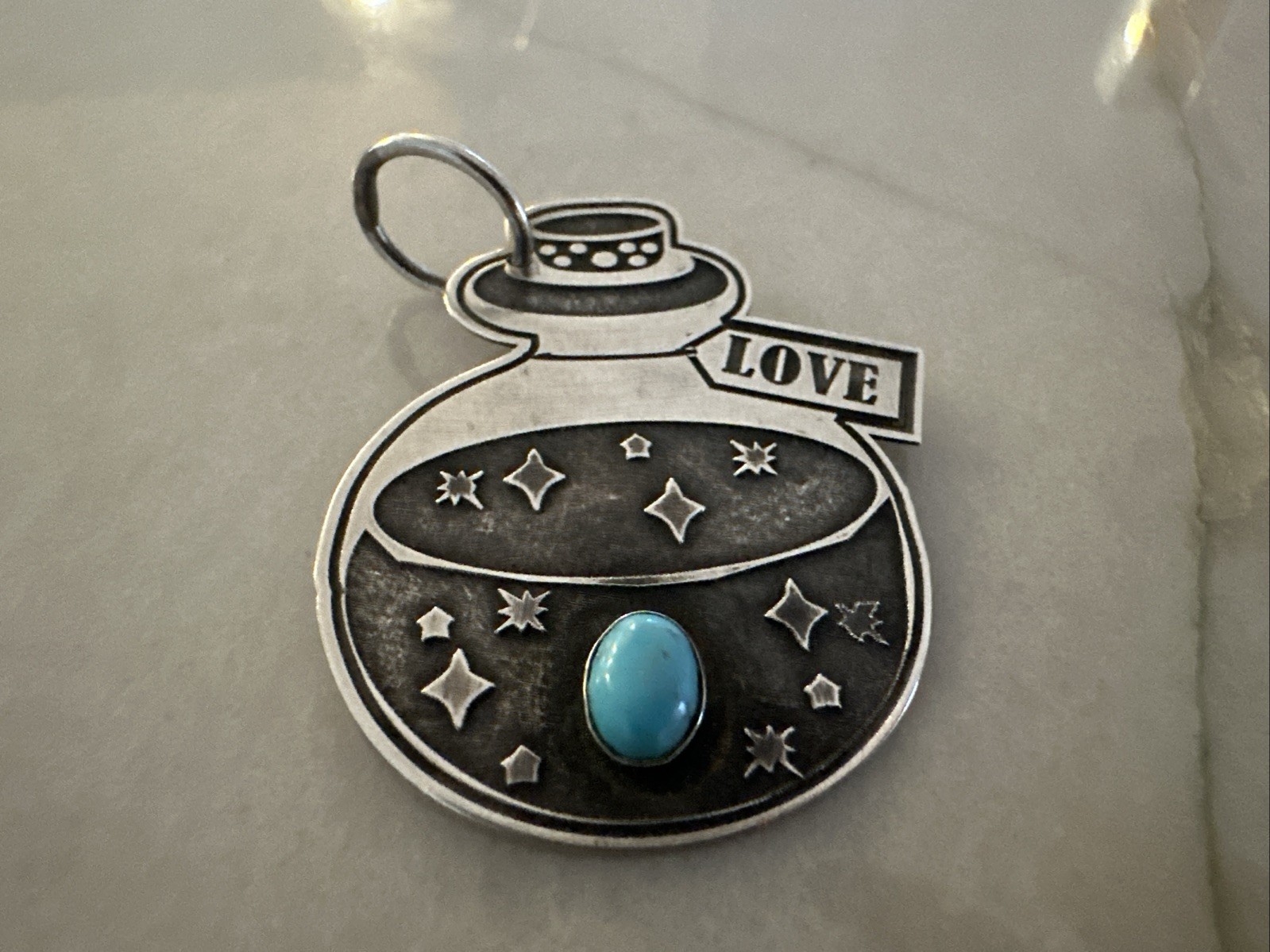 Love Potion Turquoise Pendant Sterling Silver 925 Made In The United States