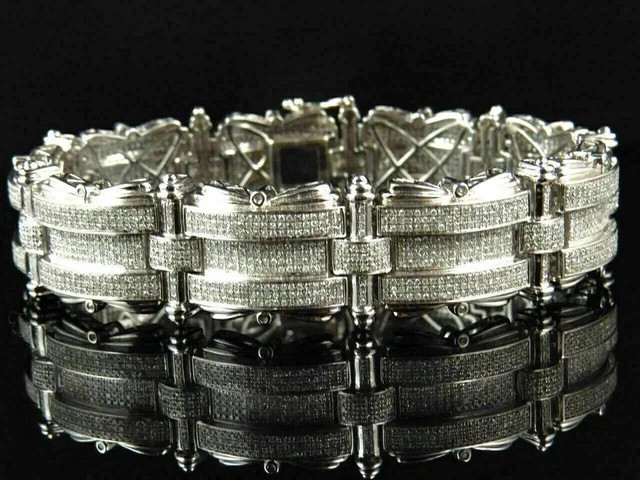 14CT Round Cut Lab-Created Diamond Men’s Tennis Bracelet 14K White Gold Finish