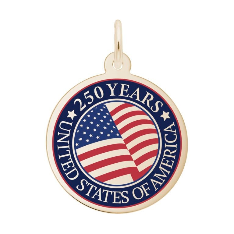Painted USA 250 – United States of America Charm by Rembrandt 10k or 14k or 925