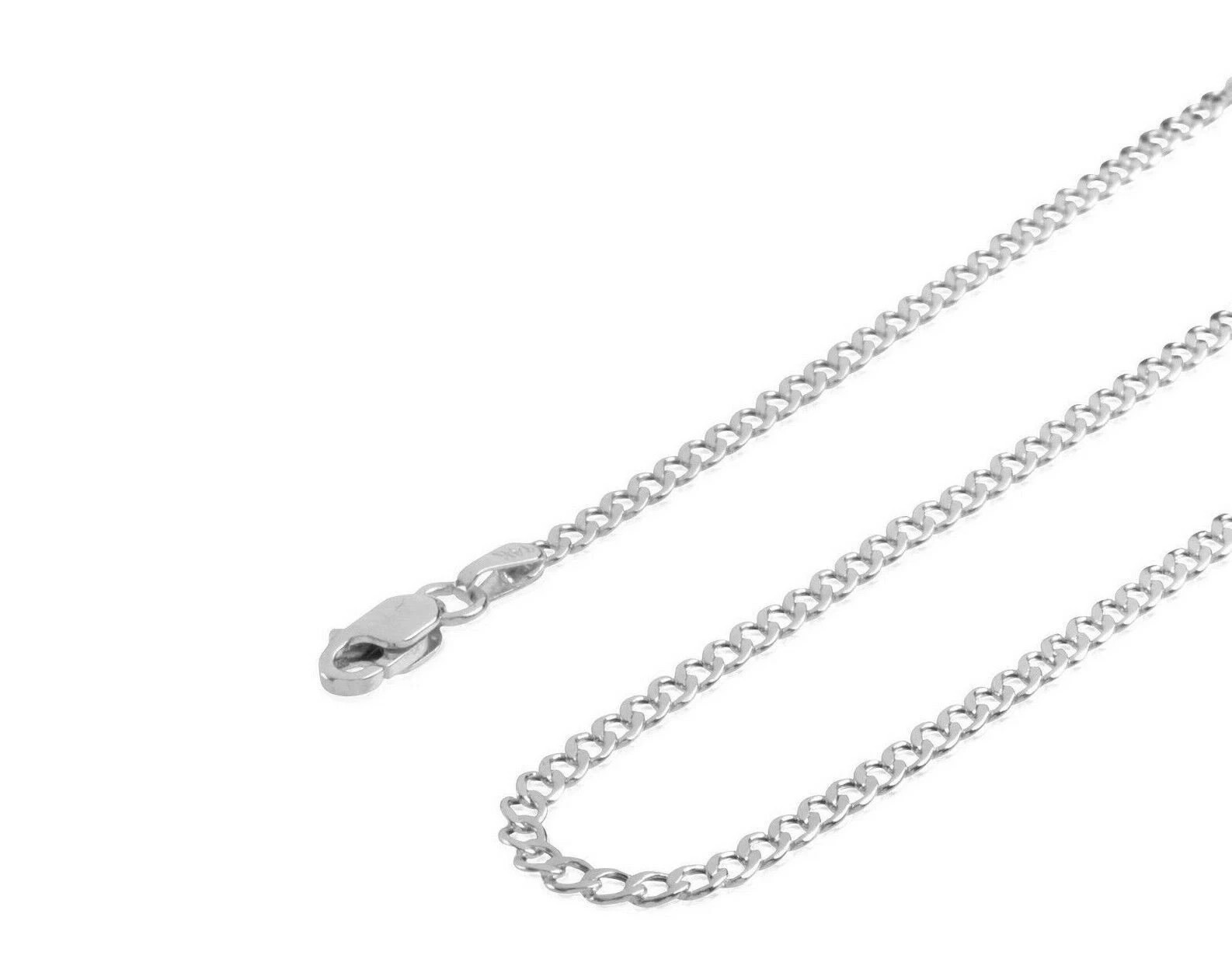 14K Solid White Gold Cuban Necklace 2mm 16» 18» 20» 22» 24» 26» 30» Italy