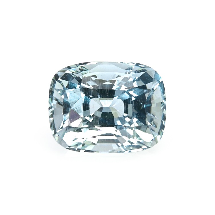Ceylon (Sri Lanka) Cushion Blue Aquamarine Platinum 950 Ring 3.55CT