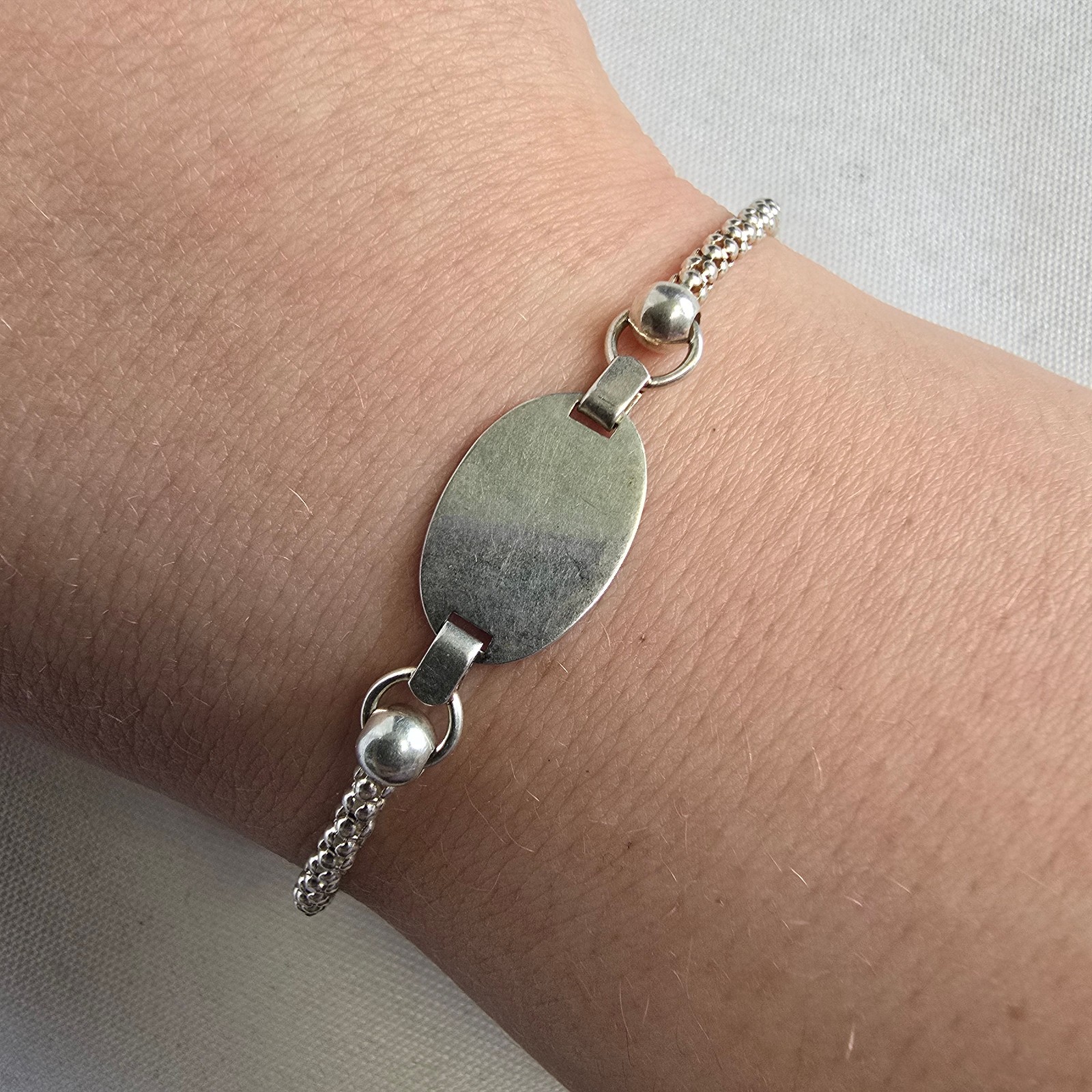 Sterling Silver Bracelet 4.28g Fine Jewelry 7″ Popcorn Chain Lobster Clasp