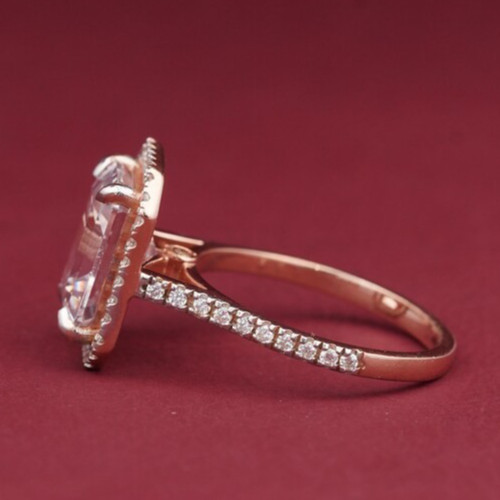 IGI Emerald-Cut 3.50Ct VS1 Lab Grown Diamond Halo Wedding Ring 14k Yellow Gold