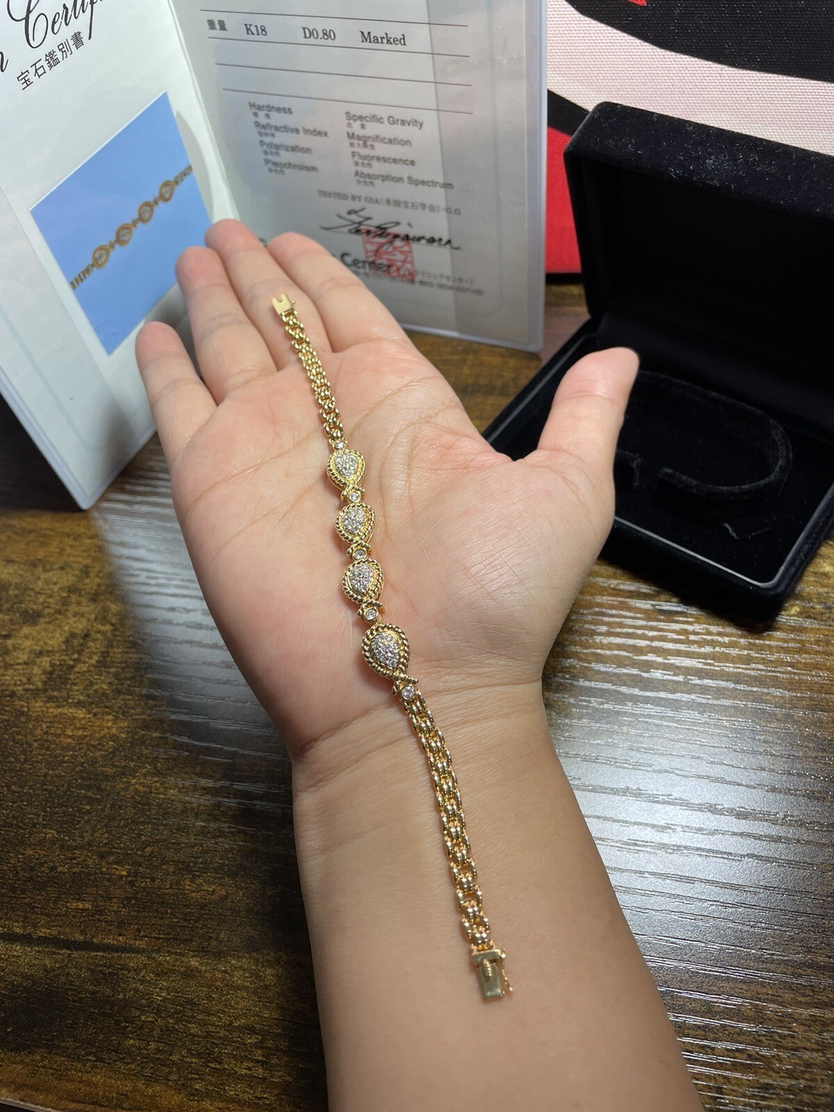 K18 18K Real Gold Japan Bracelet with Natural Diamonds with certificate