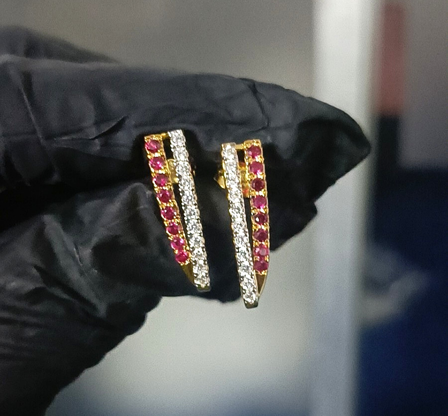 2Ct Round Cut Lab-Created Red Ruby Stud Earrings 14K Yellow Gold Plated Silver