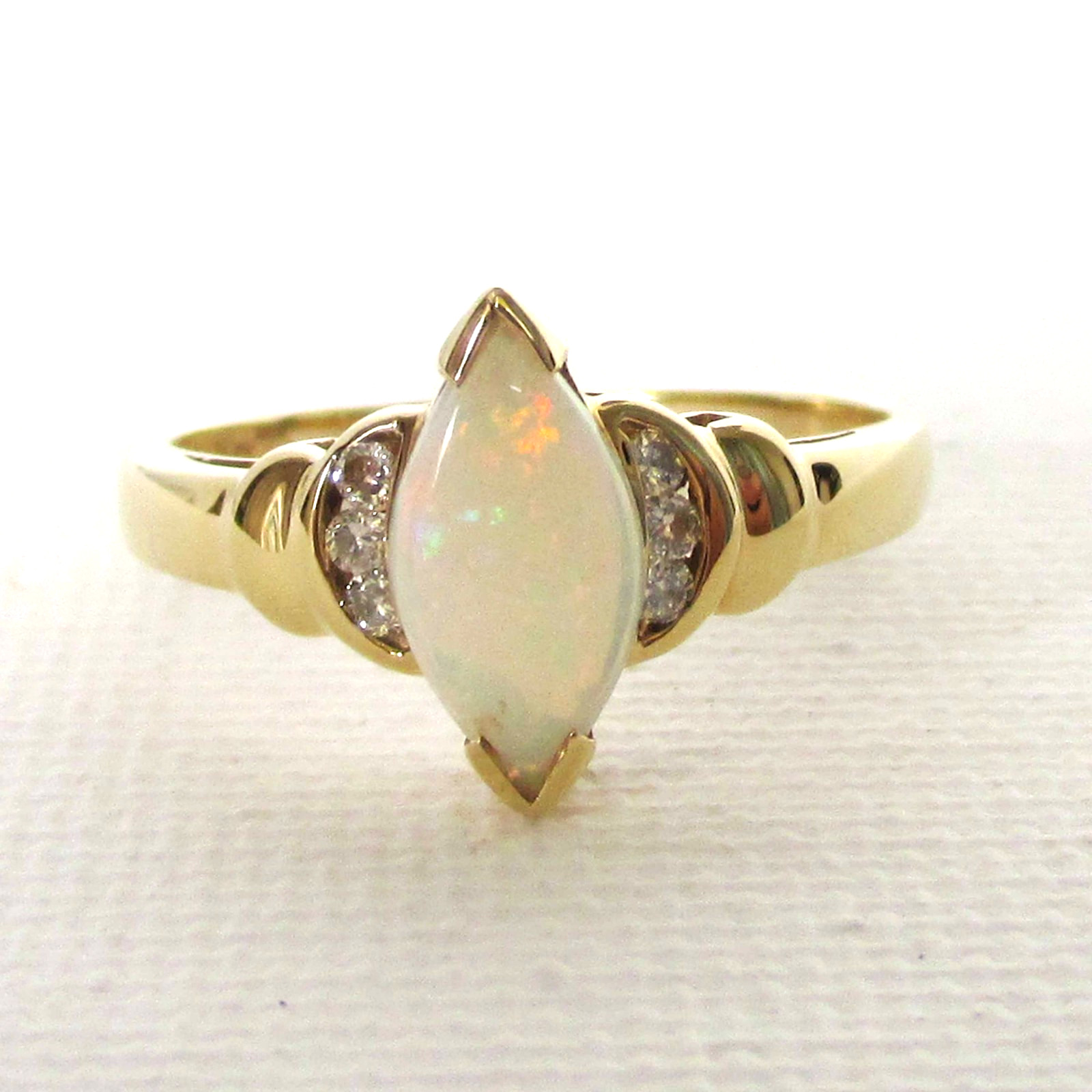 14K Opal and Diamond Ring