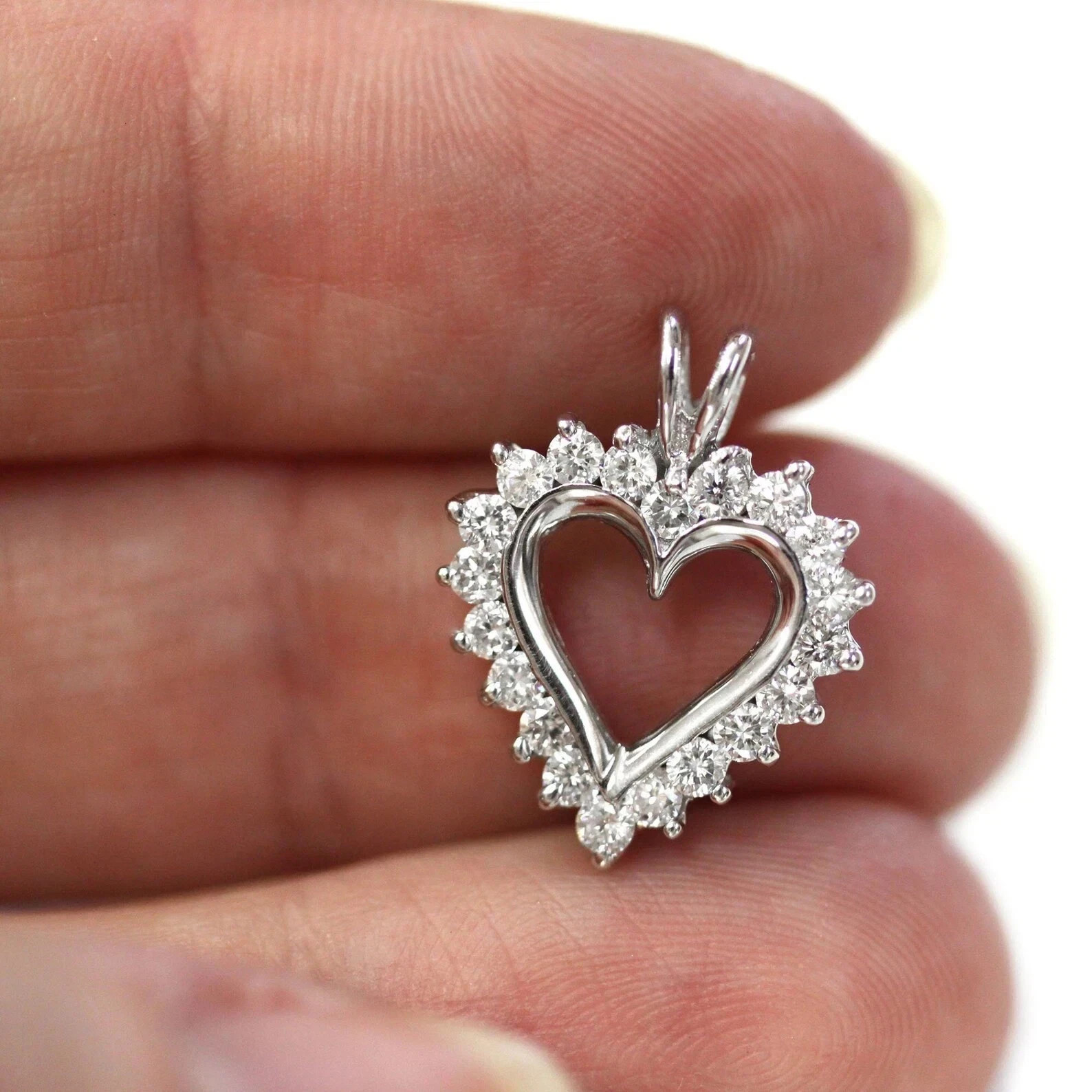 2Ct Round Cut Lab Created Diamond Women’s Heart Pendant In 14K White Gold Plated