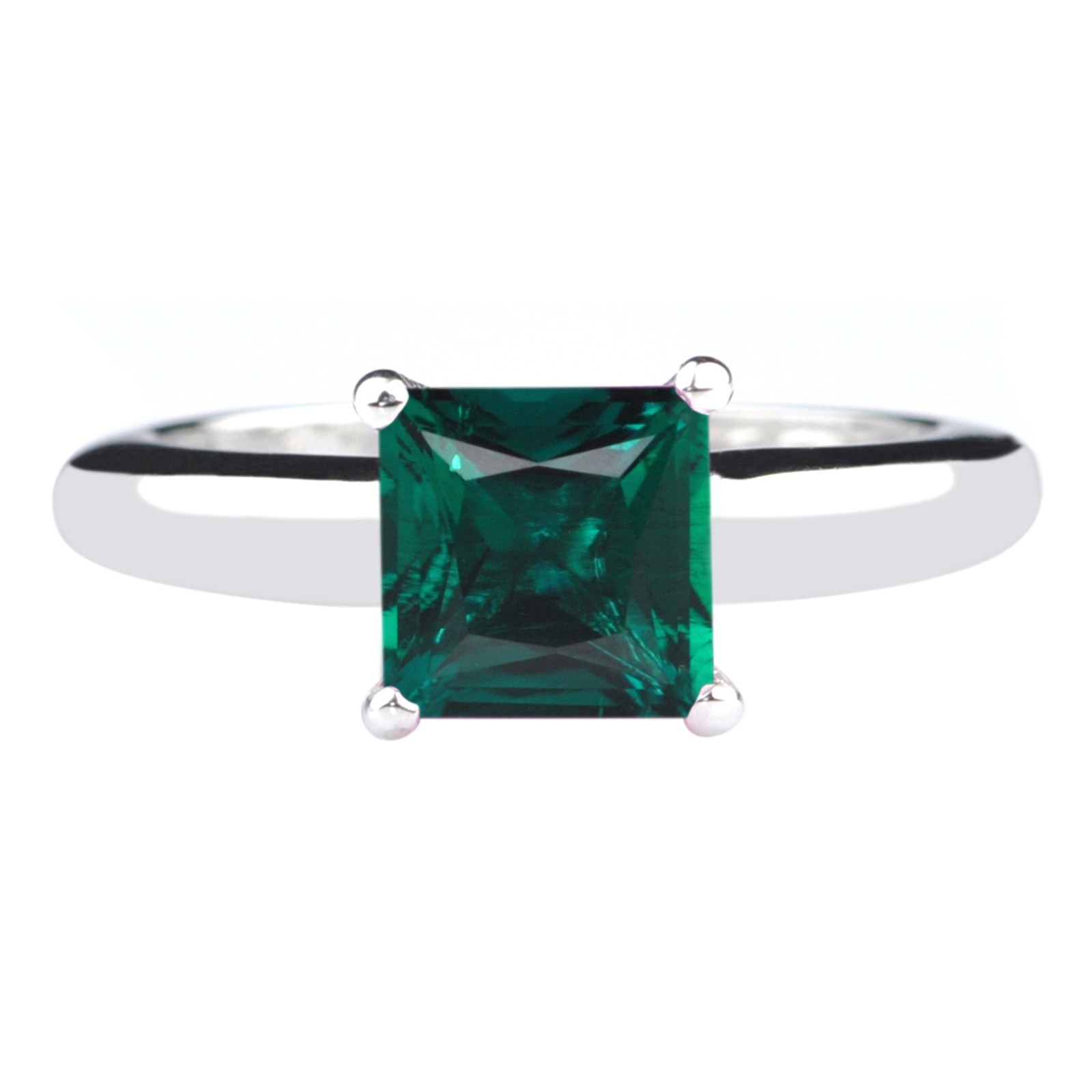 Solid 14KT White Gold 1.50Ct Natural Green Emerald Women’s Ring – Tariff Free